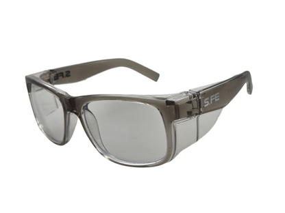 S.FE ONE Grey Frame, Clear Lens Recycled Safety Glasses