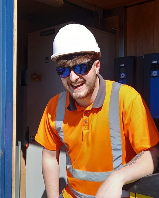 S.FE ONE Black Frame, UV400 Blue Mirror Lens Safety Glasses