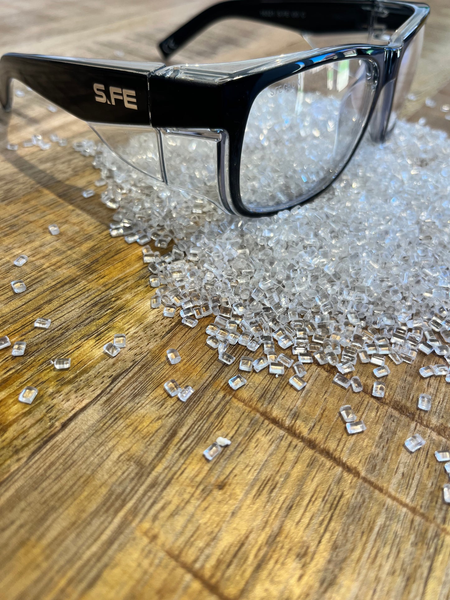 S.FE ONE Black Frame, Clear Lens Recycled Safety Glasses