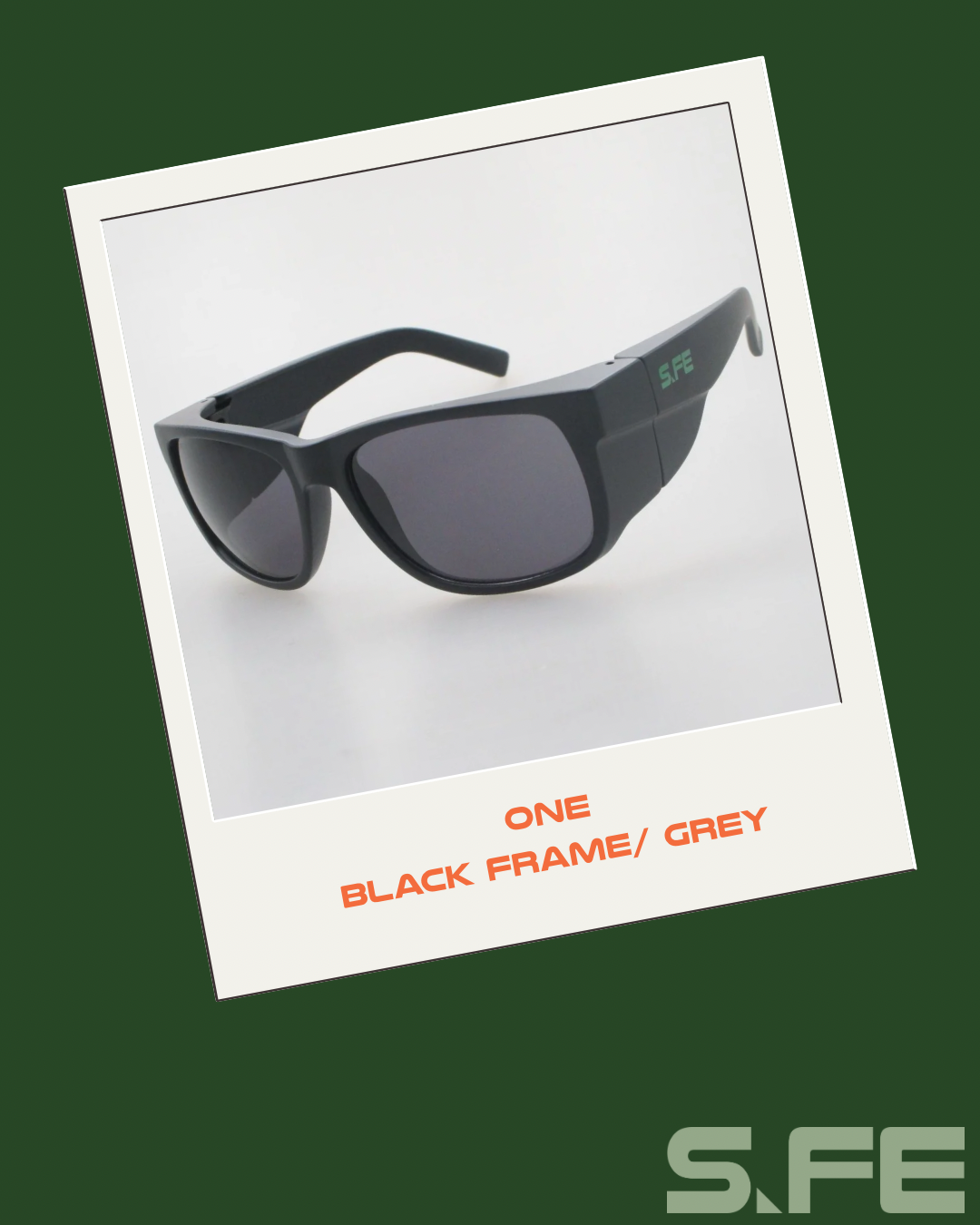 S.FE ONE Black Frame, UV400 Grey Lens Recycled Safety Glasses