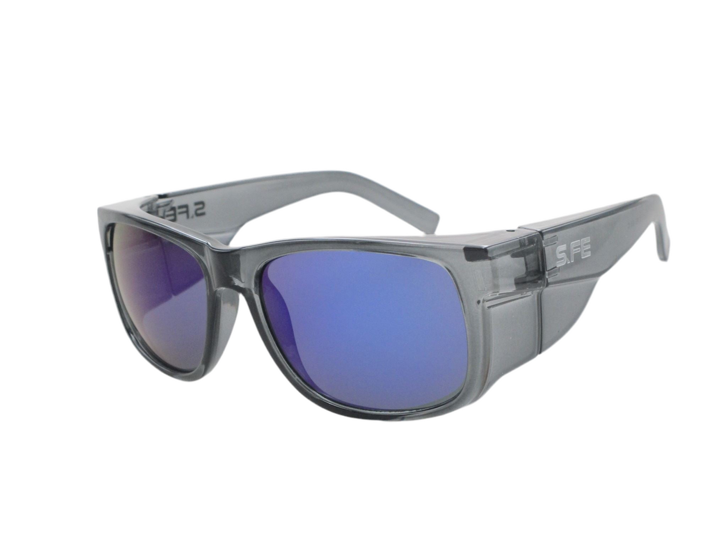 S.FE ONE Grey Frame, UV400 Blue Mirror Lens Safety Glasses