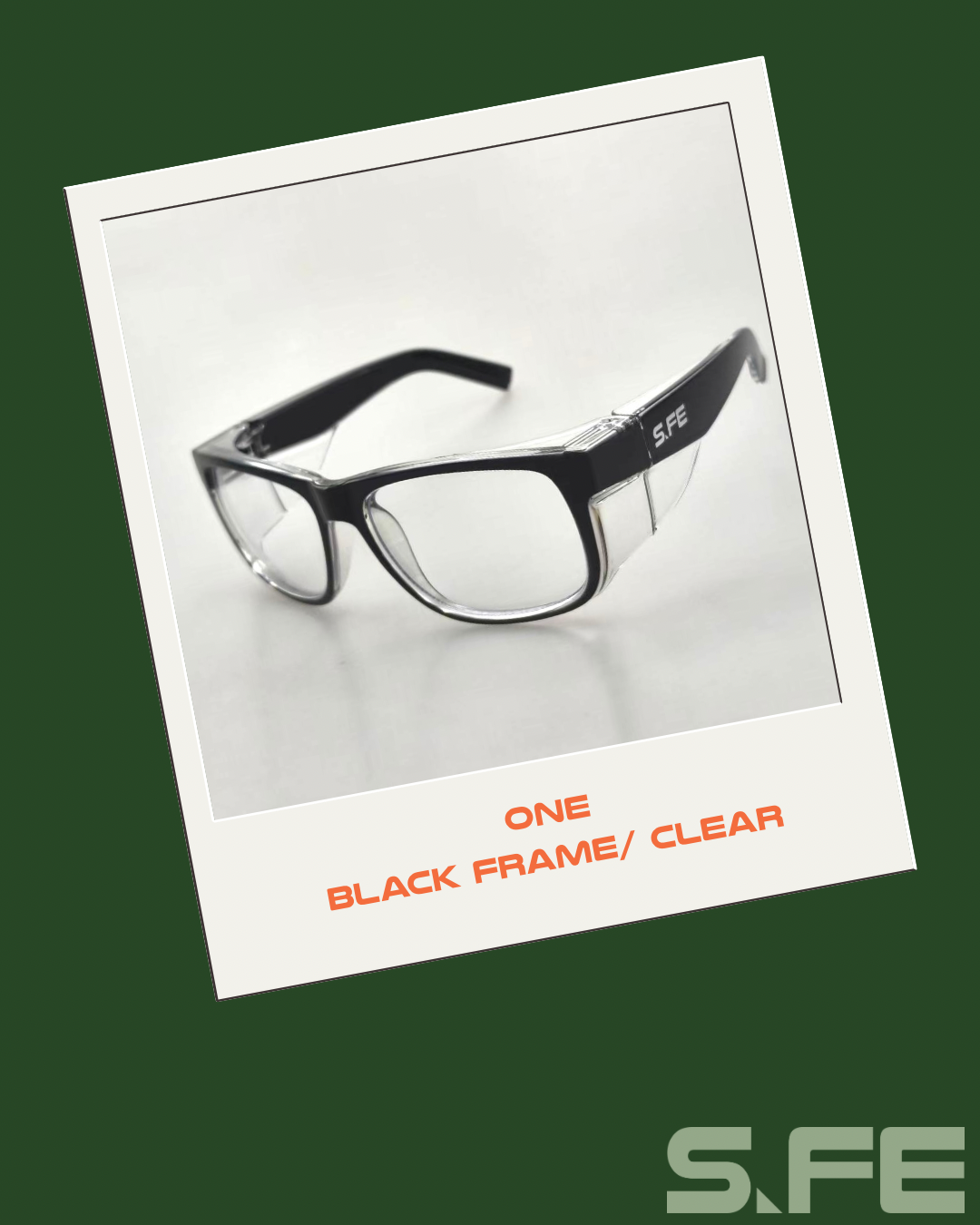 S.FE ONE Black Frame, Clear Lens Recycled Safety Glasses