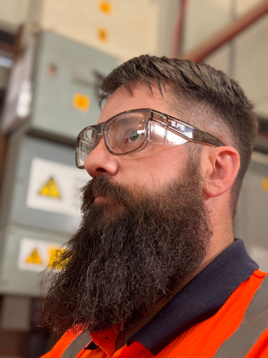 S.FE ONE Grey Frame, Clear Lens Recycled Safety Glasses