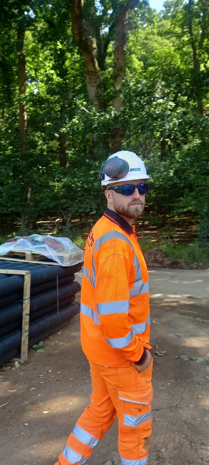 S.FE ONE Black Frame, UV400 Blue Mirror Lens Safety Glasses